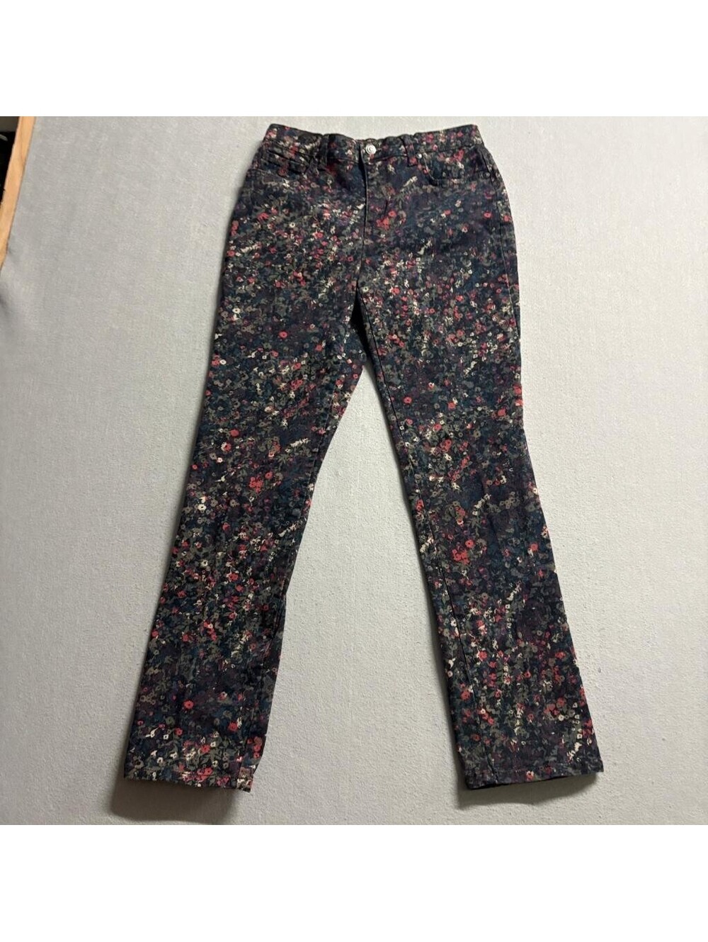 Gloria Vanderbilt Amanda Jeans Womens 4 Average Floral Print Stretch Straight